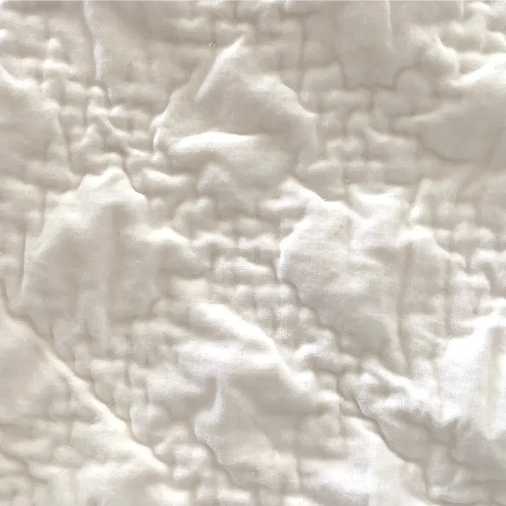 Pottery Barn Washed Velvet Quilt + Standard Sham Ivory Full Queen Cotton Velvet
